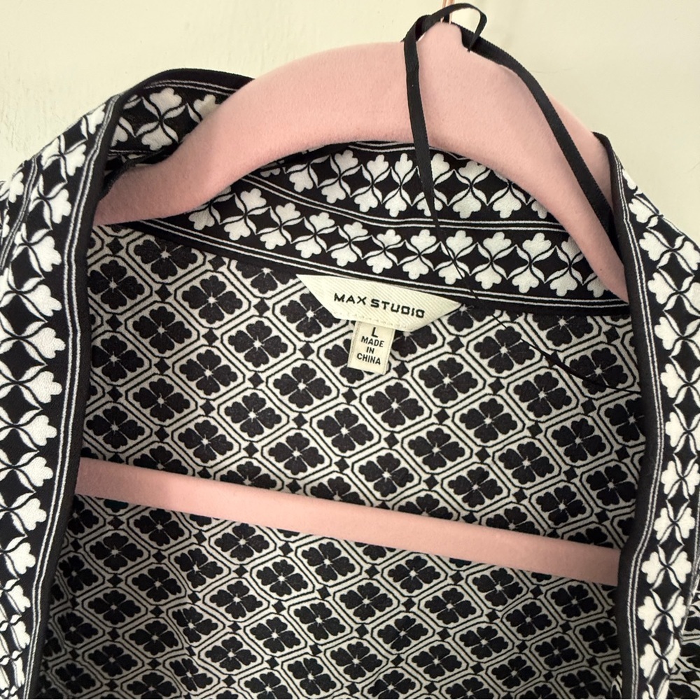 Max Studio Black & White Geometric Kimono Size L - Picture 2 of 8